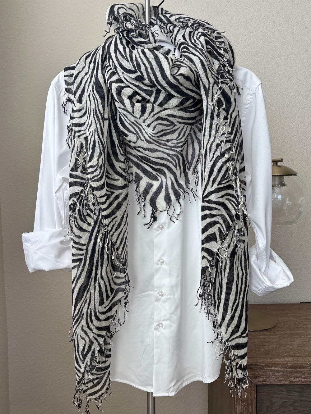 EUC Chan Luu Cashmere Zebra Print Scarf